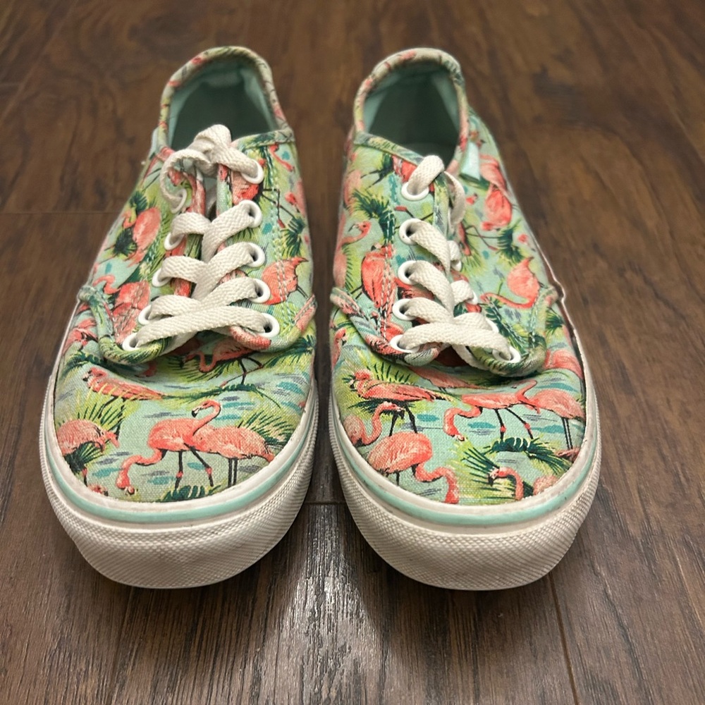 Vans Women’s Flamingo Print Sneakers Pink and Green Size 8